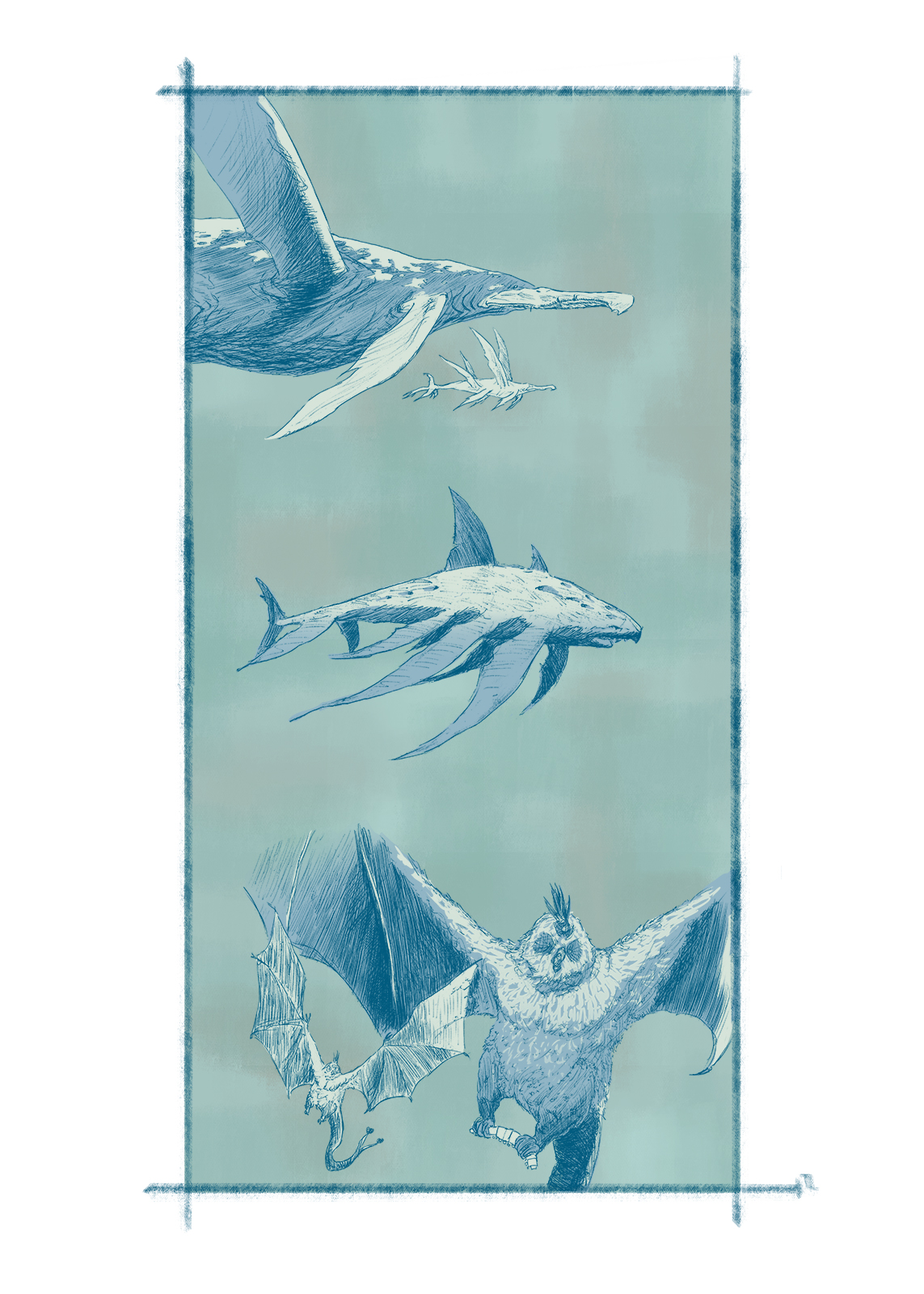 Dragons' character design: digital illustration