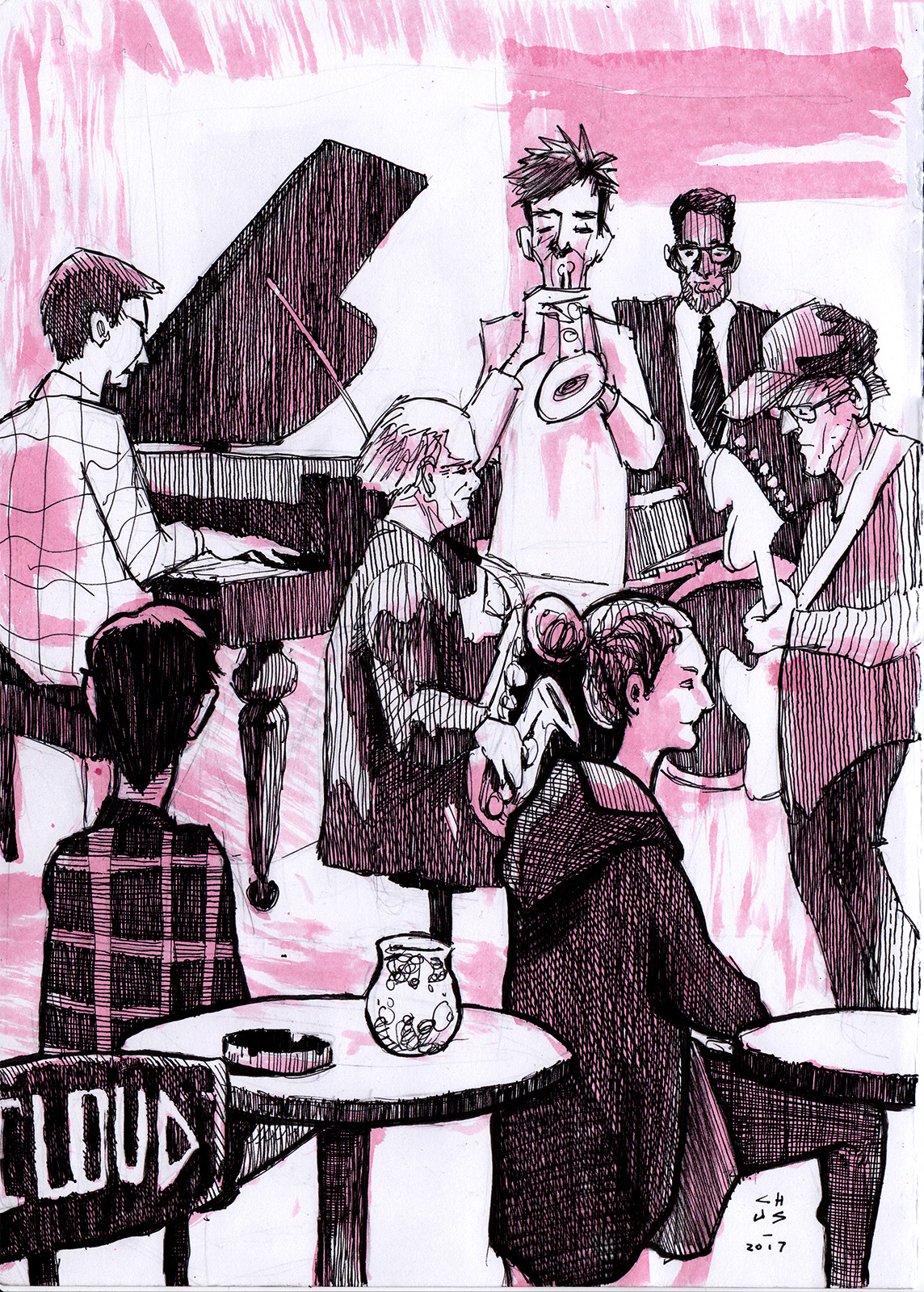 Jazzclub ink drawing