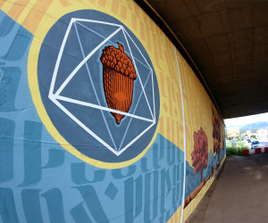 Detail of Mural representing Nature and Geometry by Chus and Ivan Tresoldi for Anas and Casermarcheologica in Sansepolcro